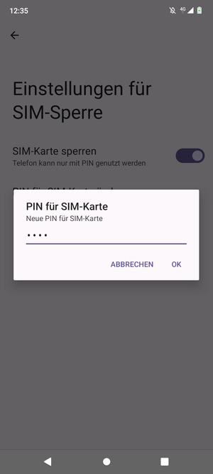 Geben Sie Ihre Neue PIN für SIM-Karte ein und wählen Sie OK