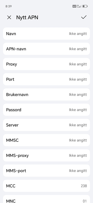 Skriv inn internett-informasjon