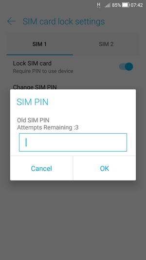 Enter your Old SIM PIN and select OK