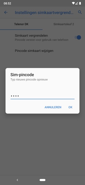 Bevestig uw nieuwe SIM-pincode en selecteer OK