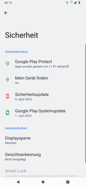 Wählen Sie Displaysperre