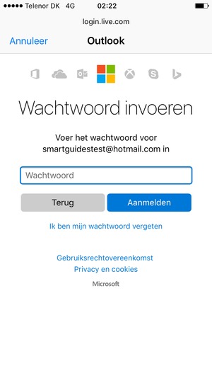 Voer uw wachtwoord in en selecteer Aanmelden