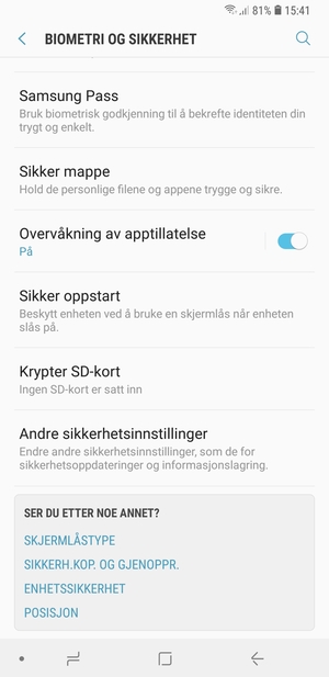Bla til og velg Andre sikkerhetsinnstillinger