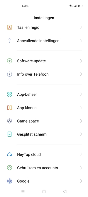 Scroll naar en selecteer Software-update