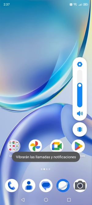 Seleccione Vibración para cambiar al modo silencio