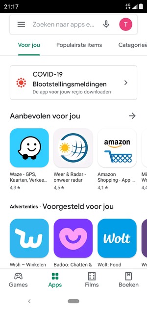 Selecteer de zoekbalk