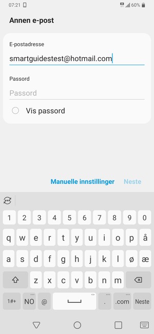 Skriv inn e-postadresse og velg Neste