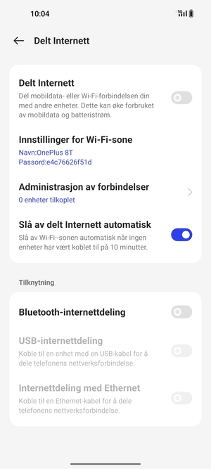 Velg Innstillinger for Wi-Fi-sone