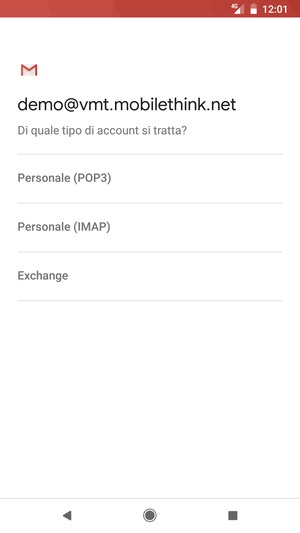 Seleziona Personale (POP3) o Personale (IMAP)