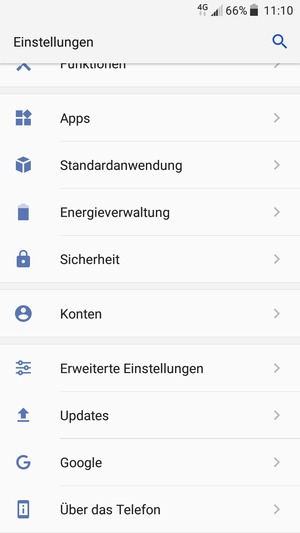 Scrollen Sie und wählen Sie Konten