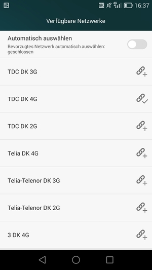 Wählen Sie einen Netzbetreiber von der Liste