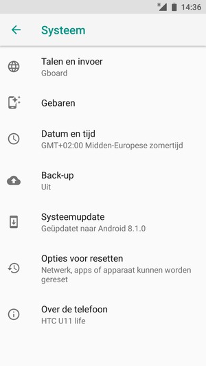 Selecteer Back-up