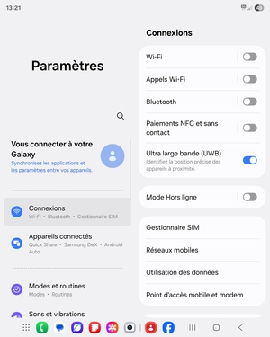 Sélectionnez Connexions
