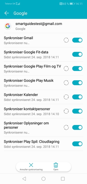 Dine oplysninger vil blive synkroniseret
