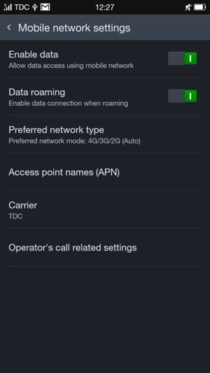 Turn Data roaming on or off