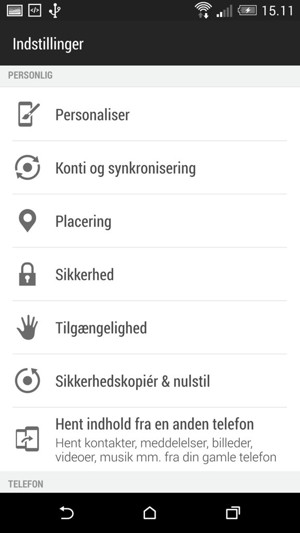 Vælg Konti og synkronisering