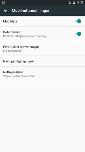 Slå Dataroaming på eller av