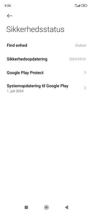 Vælg Systemopdatering til Google Play