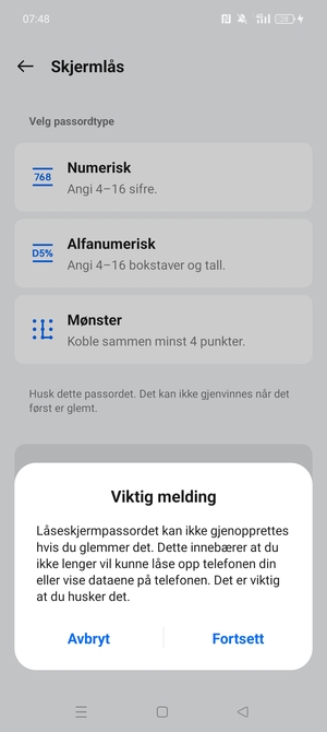 Velg Fortsett
