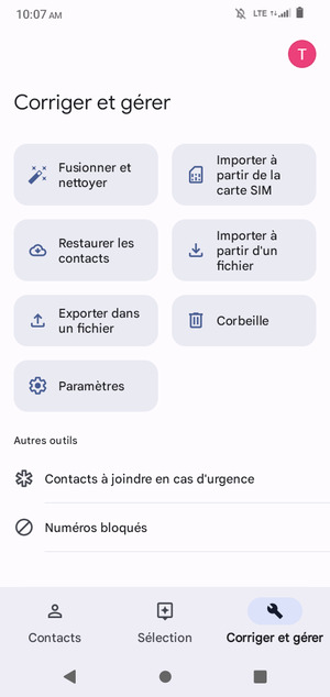 Sélectionnez Importer à partir de la carte SIM