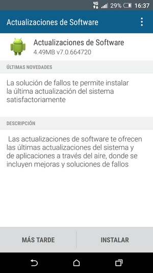 Si el teléfono no está actualizado, seleccione INSTALAR