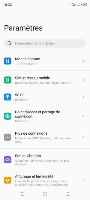 Sélectionnez SIM et réseau mobile