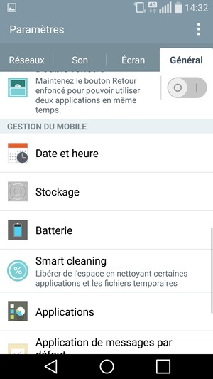 Faites défiler et sélectionnez Batterie