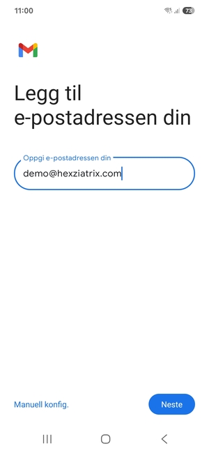 Skriv inn e-postadresse og velg Neste
