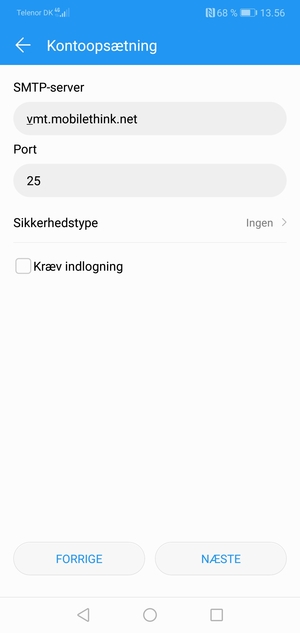 Fjern markeringen i tjekboksen Kræv indlogning og vælg NÆSTE