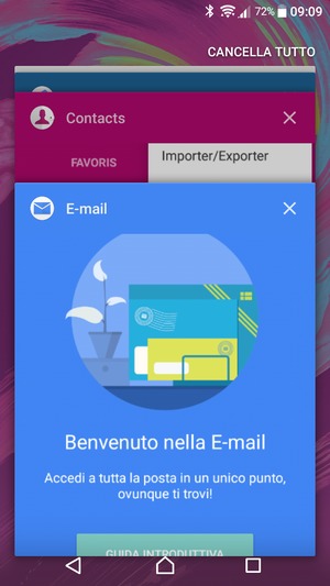 Seleziona CANCELLA TUTTO per chiudere tutte le applicazioni in esecuzione