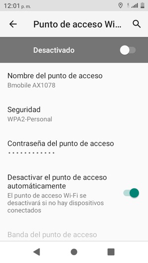 Seleccione Contraseña del punto de acceso
