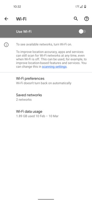Turn on Use Wi-Fi
