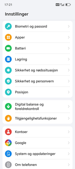 Bla til og velg Sikkerhet og personvern