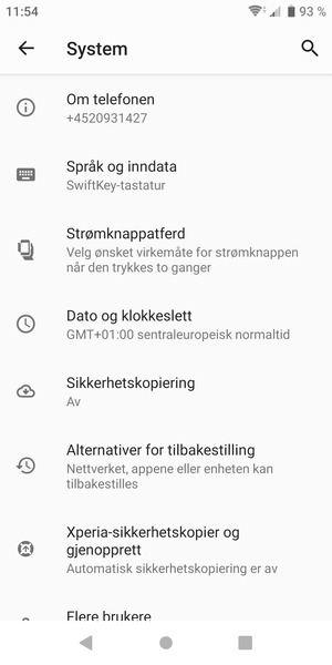 Velg Sikkerhetskopiering