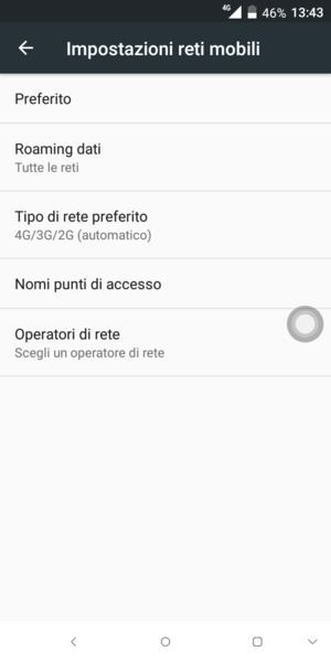 Seleziona Roaming dati