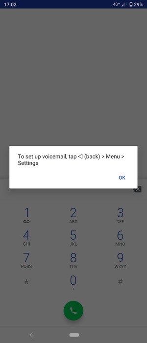 If your voicemail is not set up, select OK