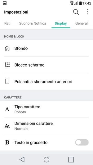 Seleziona Display e Blocco schermo