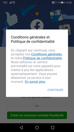 Sélectionnez CONTINUER