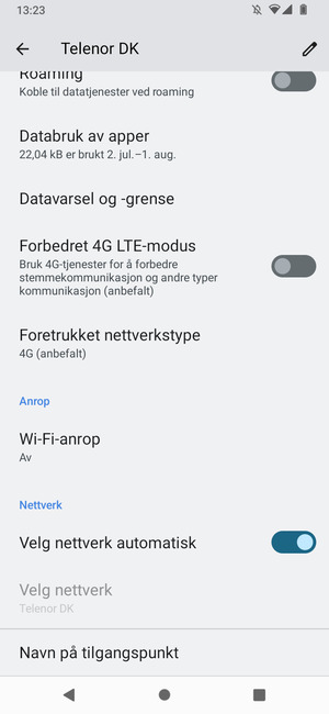 Bla til og velg Navn på tilgangspunkt
