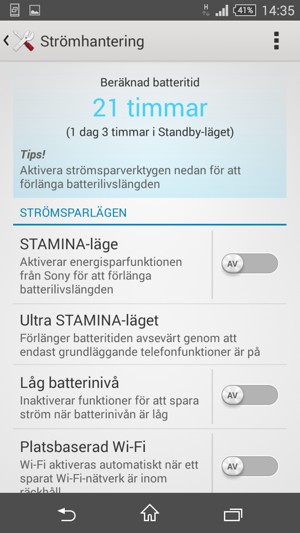 Aktivera STAMINA-läge