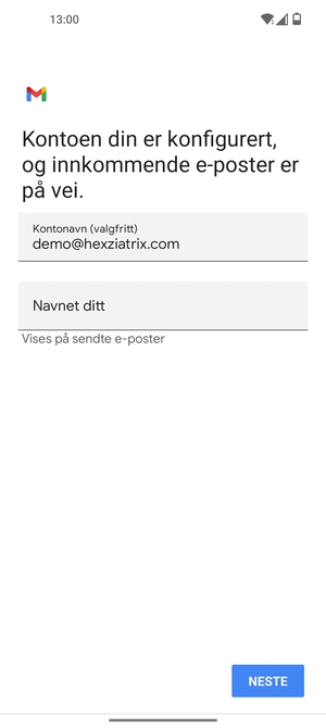 Gi kontoen din et navn, og skriv inn navnet ditt. Velg NESTE