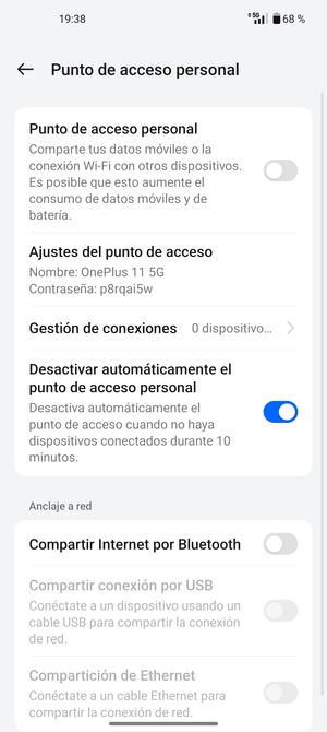 Seleccione Ajustes del punto de acceso