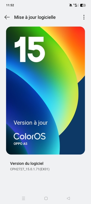 Si votre téléphone est à jour, vous verrez l'écran suivant