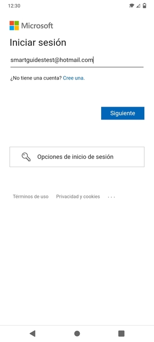 Introduzca su Dirección de correo electrónico y seleccione Siguiente