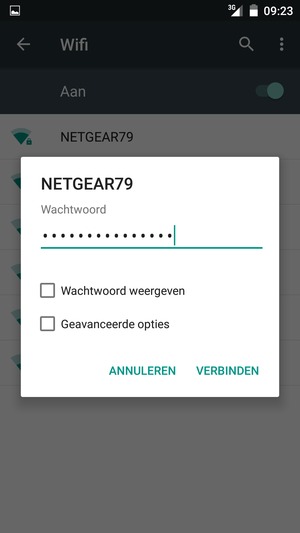 Voer het WiFi-wachtwoord in en selecteer VERBINDEN