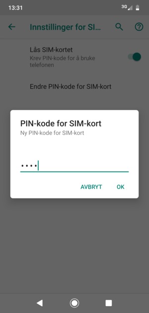 Skriv inn Ny PIN-kode for SIM-kort og velg OK