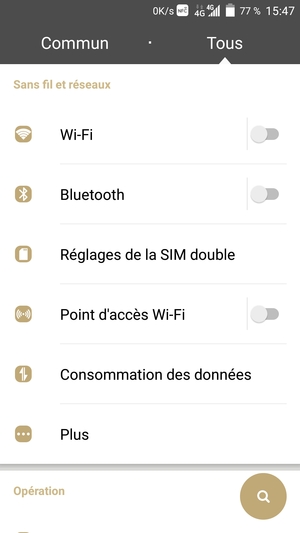 Sélectionnez Réglages de la SIM double