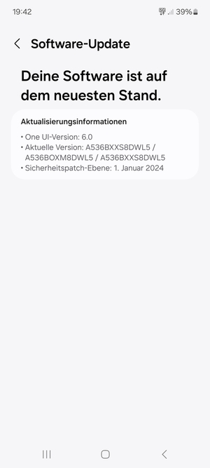 Falls Ihr Handy aktualisiert ist, wird Ihnen der folgende Bildschirm angezeigt
