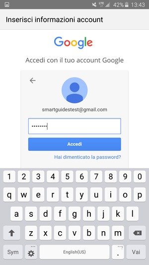 Inserisci la tua password di Gmail e seleziona Accedi