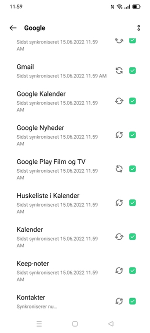 Dine oplysninger vil blive synkroniseret